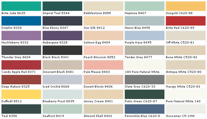 Behr Paint Colors Interior Color Chart