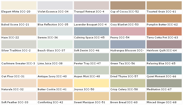 wall paint color palette